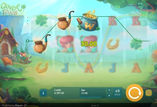 Автомат Clover Tales - виграшна комбінація з диким символом Виграшна комбінація з диким символом в автоматі Clover Tales