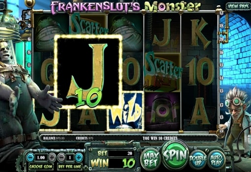 Автомат Frankenslot's Monster - виграшна комбінація на лінії Виграшна комбінація на лінії в автоматі Frankenslot's Monster