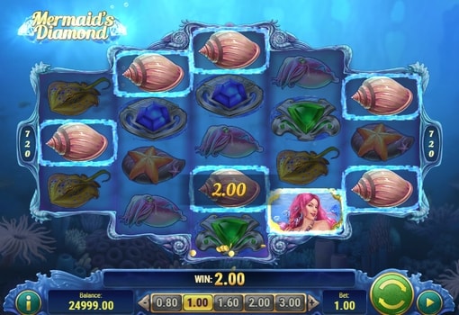 Автомат Mermaids Diamond - виграшна комбінація на лінії Виграшна комбінація на лінії в автоматі Mermaids Diamond
