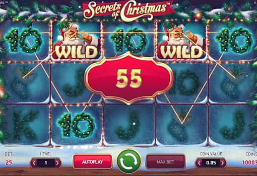 Автомат Secrets of Christmas - виграшна комбінація на лінії Виграшна комбінація на лінії в автоматі Secrets of Christmas