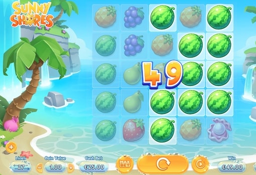 Ігровий автомат Sunny Shores - випадання виграшної комбінації Випадання виграшної комбінації в ігровому автоматі Sunny Shores