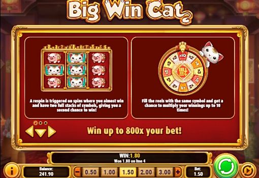 Онлайн слот Big Win Cat - ігровой бонус ігровой бонус в онлайн слоті Big Win Cat